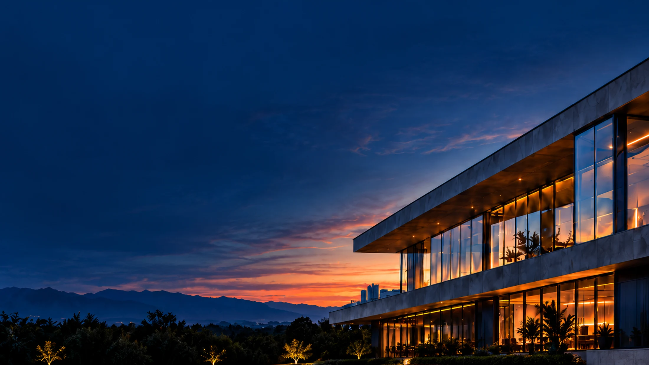 Arquitectura contemporánea al atardecer